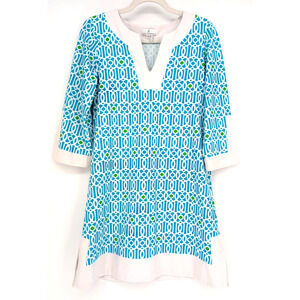 Jude Connally Holly Chain Link Classic Preppy Coastal Tunic Dress Blue White SML